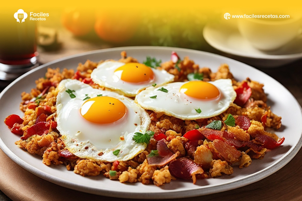 Deliciosas Migas, un plato tradicional español hecho con restos de pan duro, presentado como una opción económica, saludable y llena de sabor para el desayuno.