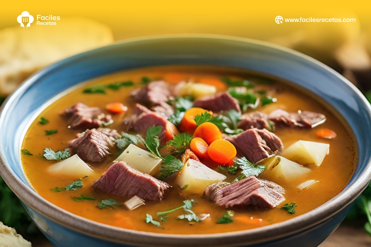 Sopa de carne: un plato reconfortante que reúne a la familia en torno a la mesa.