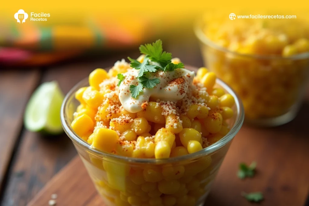 Esquites: un sabroso snack mexicano con maíz, mayonesa, chile y limón.