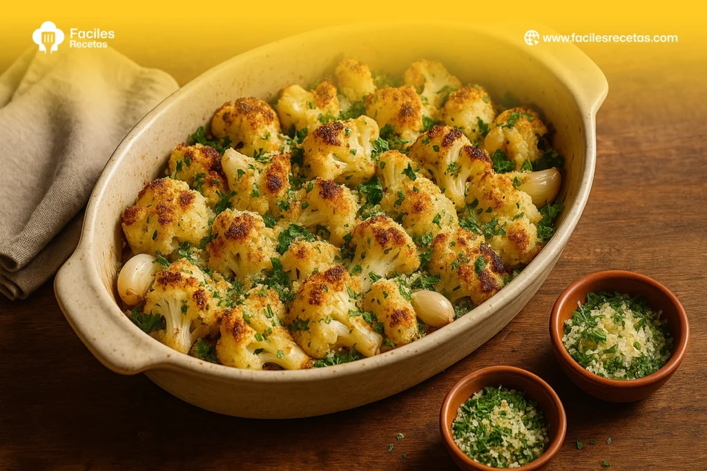 Receta con coliflor al horno: plato saludable y delicioso.